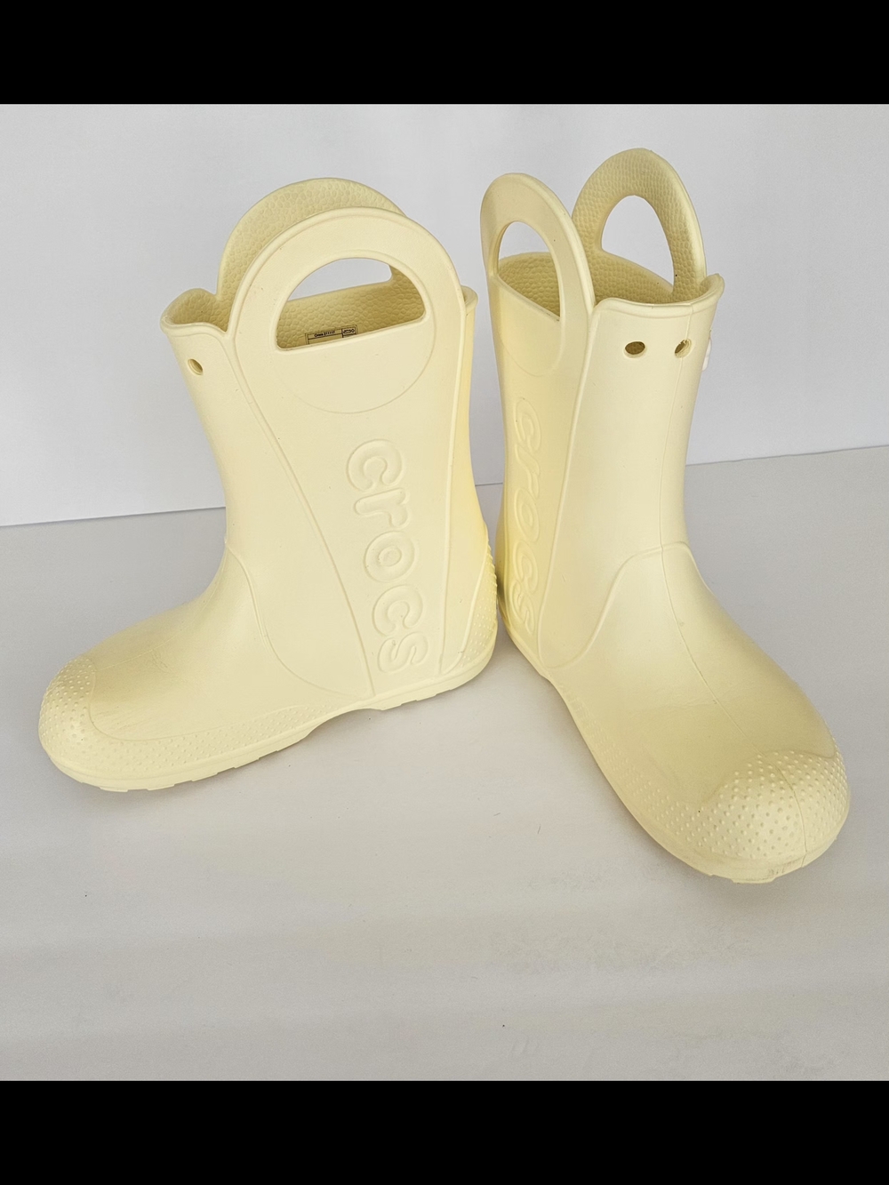 Crocs Kids Classic Rainbow Handle Rain Boots Yellow Waterproof Size J3 - Picture 9 of 14